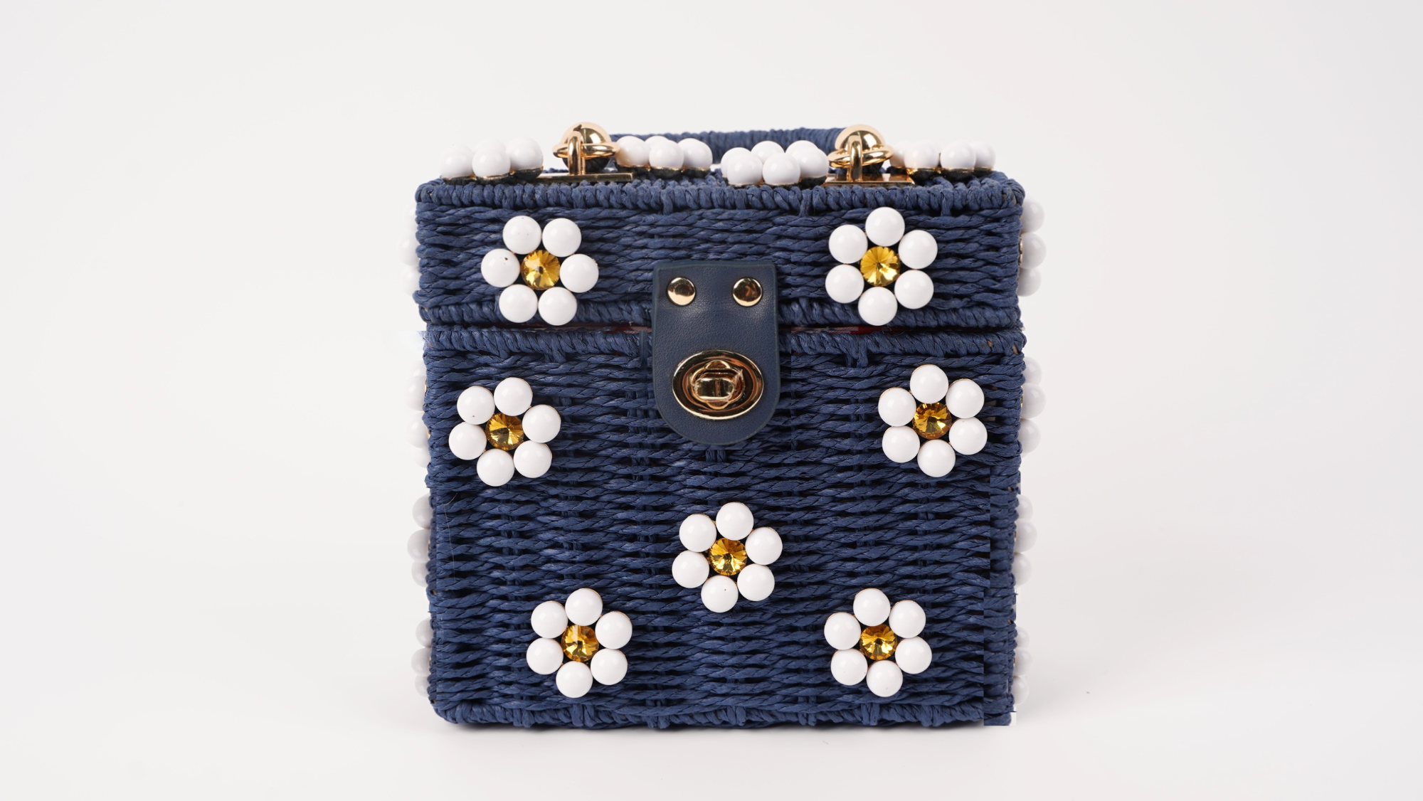 By Jenna Lee - Wholesale Top Handle Bag - Women's - Wicker Bucket Daisy Flower Purse12