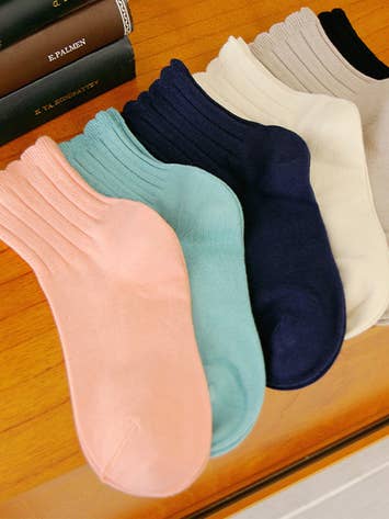 Solid Neutral Pastel Color Socks Ribbed Short Women's Socks for wholesale by Comfortarians