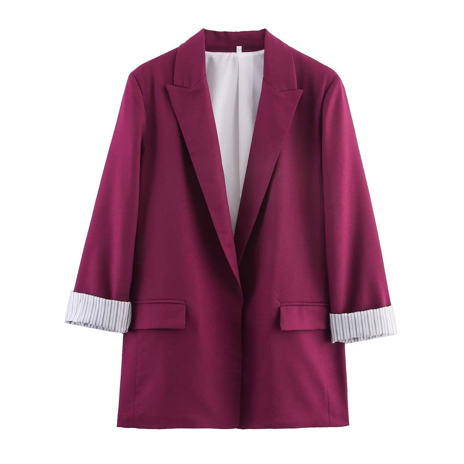 alberalkirk - Vente Blazer – femme - Blazer à manches retroussées en mélange de lin pour femme N5A4137