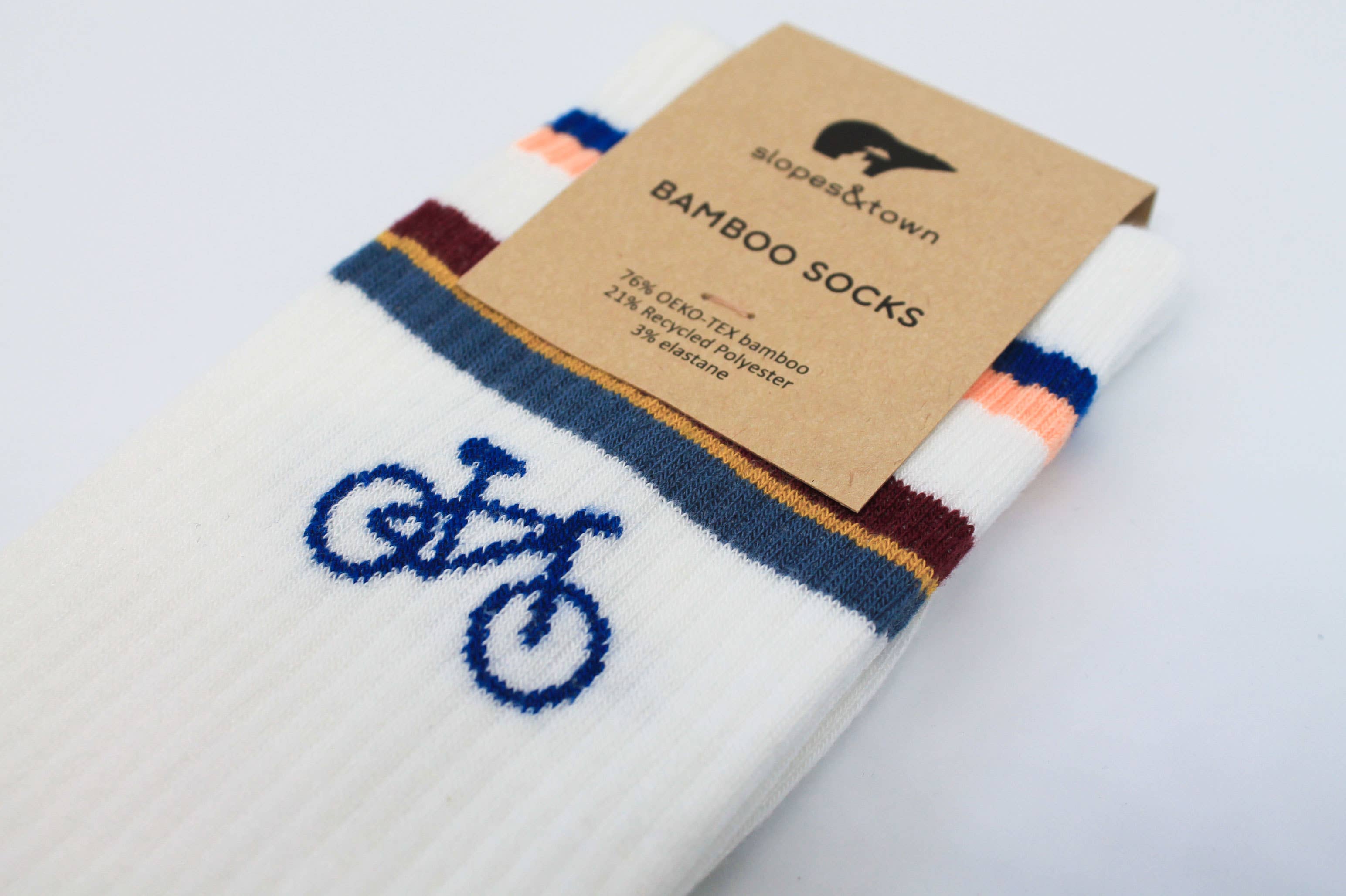 Slopes&Town - Wholesale Socks - Unisex - Bikes Crew bamboo socks Blue1