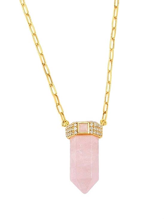 „Magical Queen“ -Kabelkette aus Rosenquarz mit Kristall-Rosenquarz für den Großhandel von Nayla Jewelry