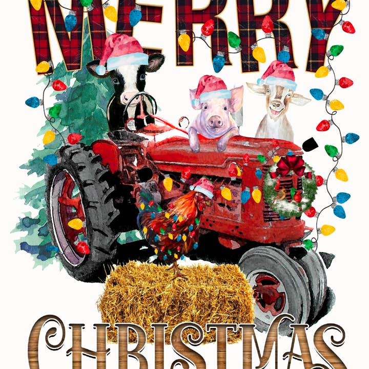 Sinal de grinalda, trator de Natal, sinal de Natal da fazenda, 8 “x10" por atacado de DecoExchange
