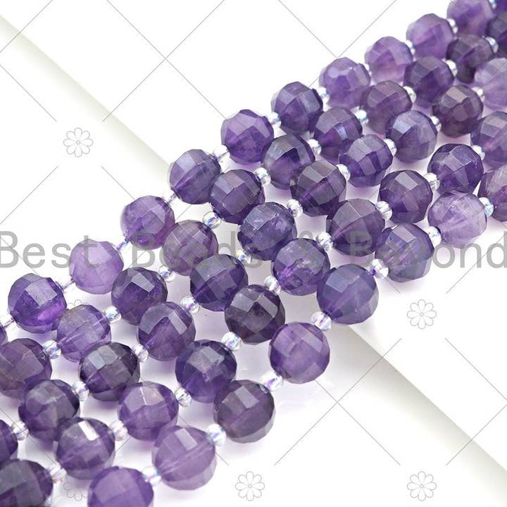BestBeads&Beyond - Wholesale Kralen - Nieuwe snit!!! Natuurlijke hoge kwaliteit ronde latern geslepen amethist kralen, 10 mm echte amethist kralen, 15.5" volledige streng, Sku #U1119