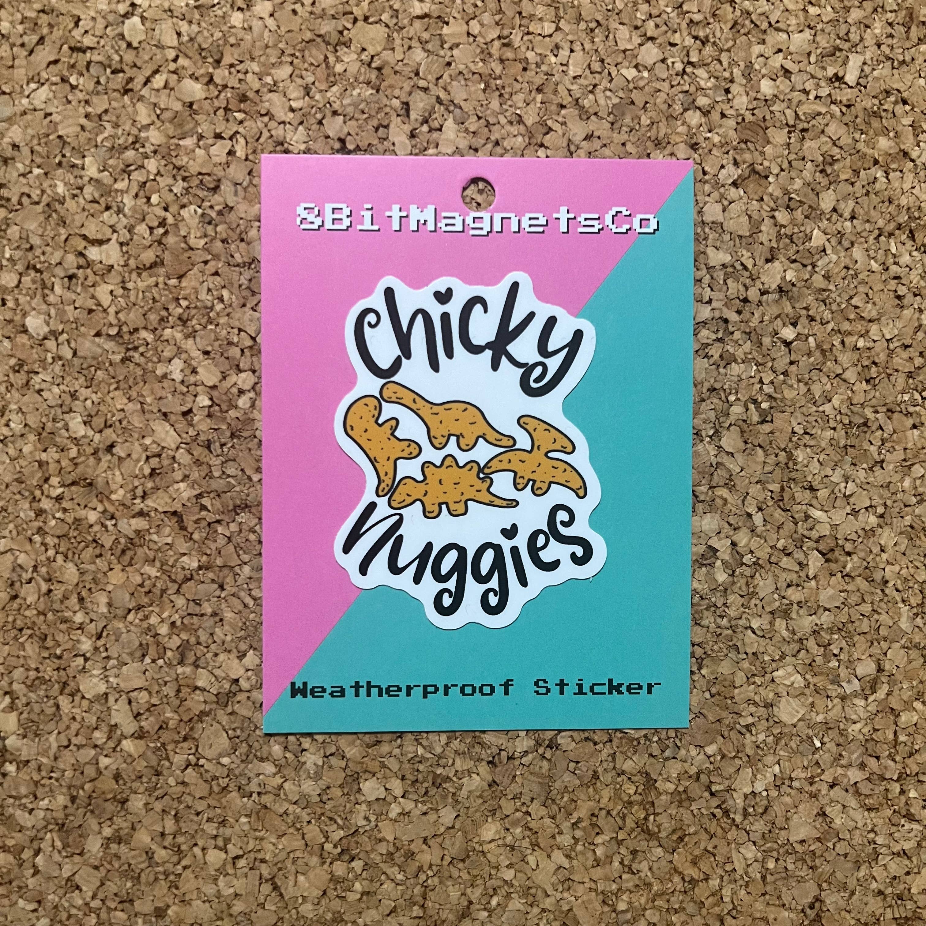 8 Bit Magnets Co Stickers - Vente Autocollants pour téléphone et ordinateur portable - Autocollant culinaire amusant - Autocollant Dino Nugget - Chicky Nuggies2