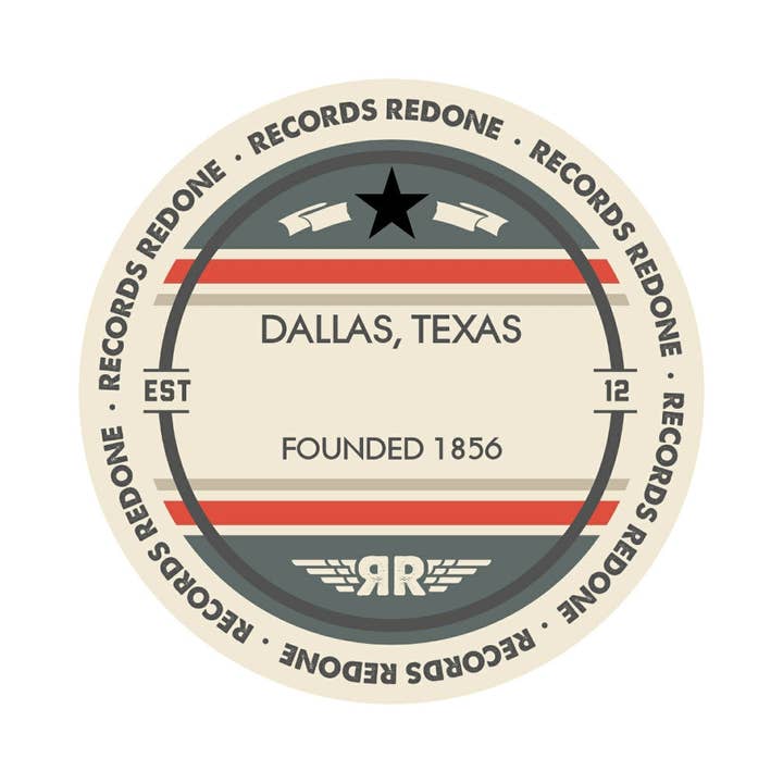 Records Redone – Engroshandel 3D-vægkunst – Dallas Skyline Records Redone Label Vinyl Record Art1