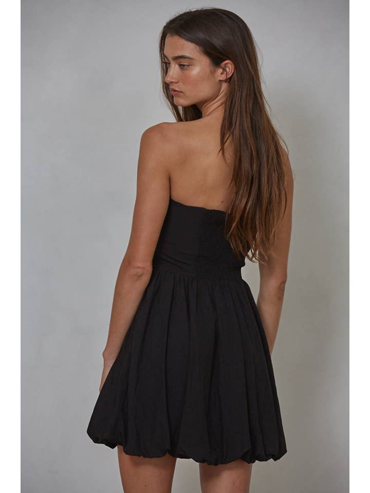 By Together - Wholesale Dress - Women's - L8074 | Woven Cotton Nylon Strapless Bubble Mini Dress