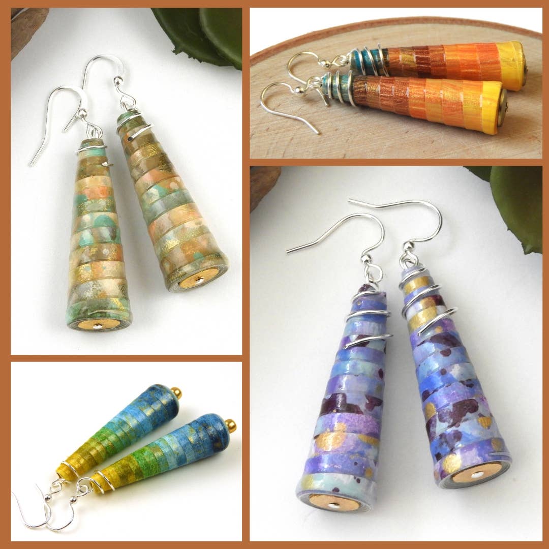 Allison Lake Handmade - Wholesale Dangle Earrings - Eco-Friendly Hand Painted Paper Bead Earrings | Starter Pack3