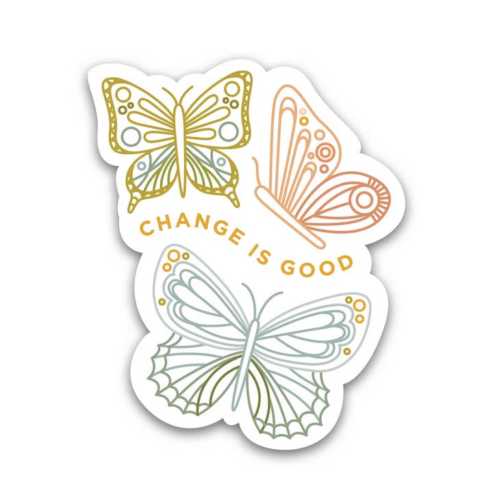 Vinylklistermärke | Förändring är bra fjärilar för wholesale av Line & Kind Paper Co.