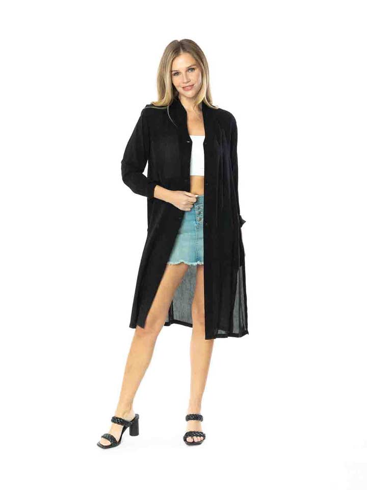 Tianello Sueded CUPRO™ Long "SELENA" Duster Jacket for wholesale by Tianello