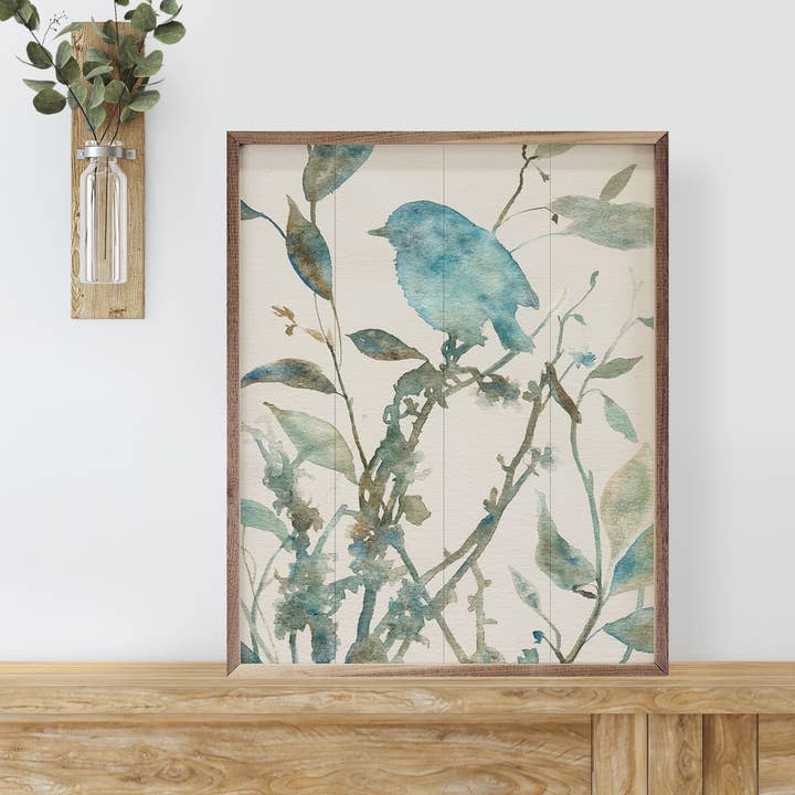 Kendrick Home - Wholesale Art Print - Teal Bird Silhouette II By Carol Robinson1