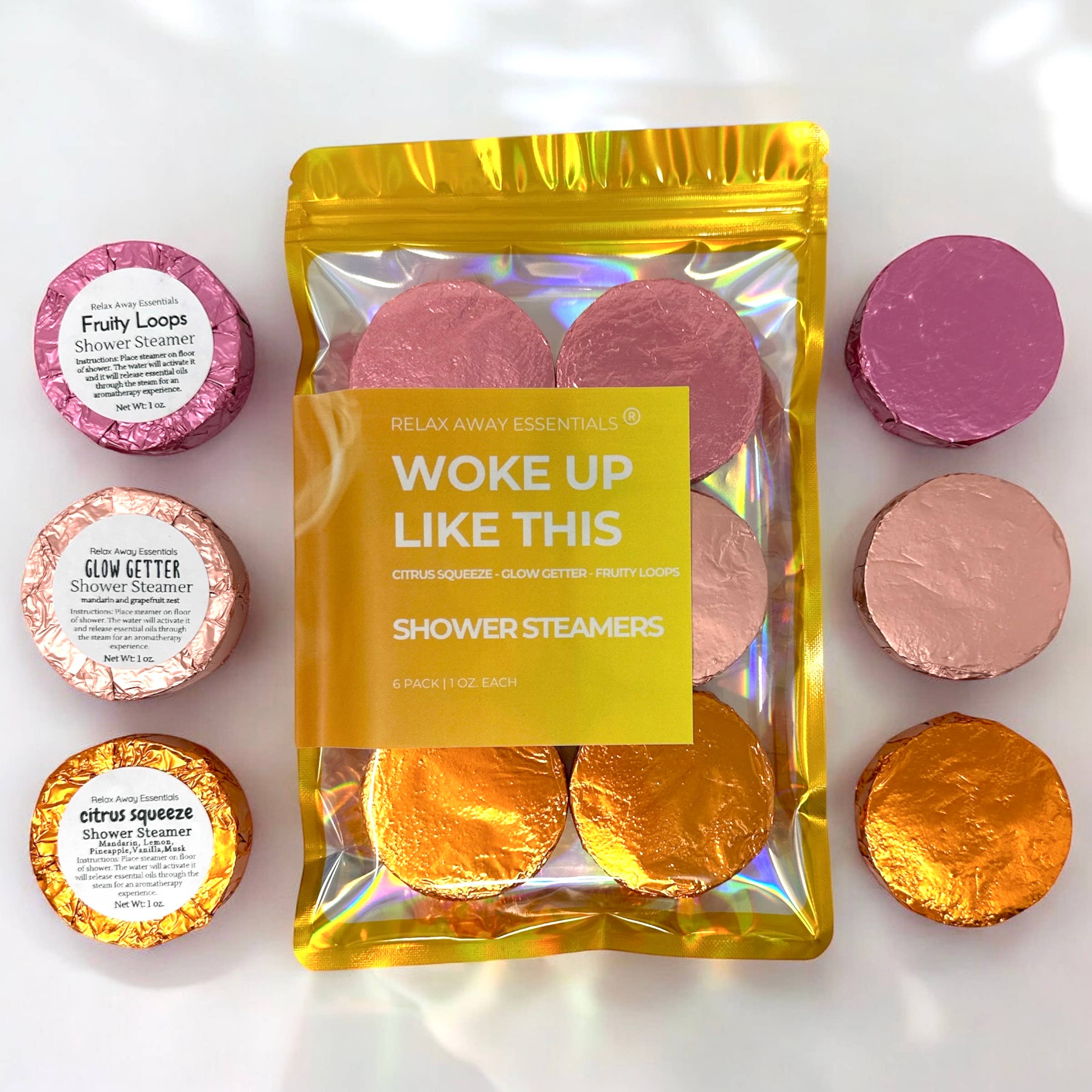 Relax Away Essentials - Wholesale Shower Steamer/Bomb - Woke Up Like This Shower Steamers 6 Pack - Made in USA1