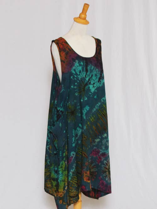 Vestido Longo Tie Dye Elastic Side - Azul Escuro por atacado de Zumi
