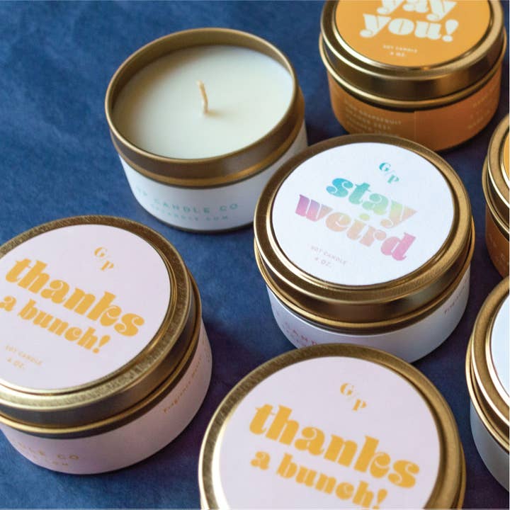 GP Candle Co. - Wholesale Travel Candles - Thanks A Bunch Just Because 4 oz. Candle Tin4