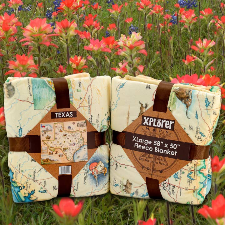 XPLORER MAPS - Wholesale Throw Blanket - Texas State Map Fleece Blanket3