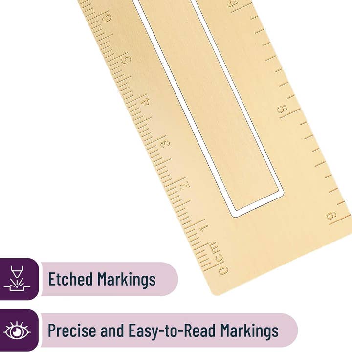 Mr. Pen - Wholesale Bookmark - Mr. Pen- Brass Bookmark Ruler, 6", Imperial & Metric2