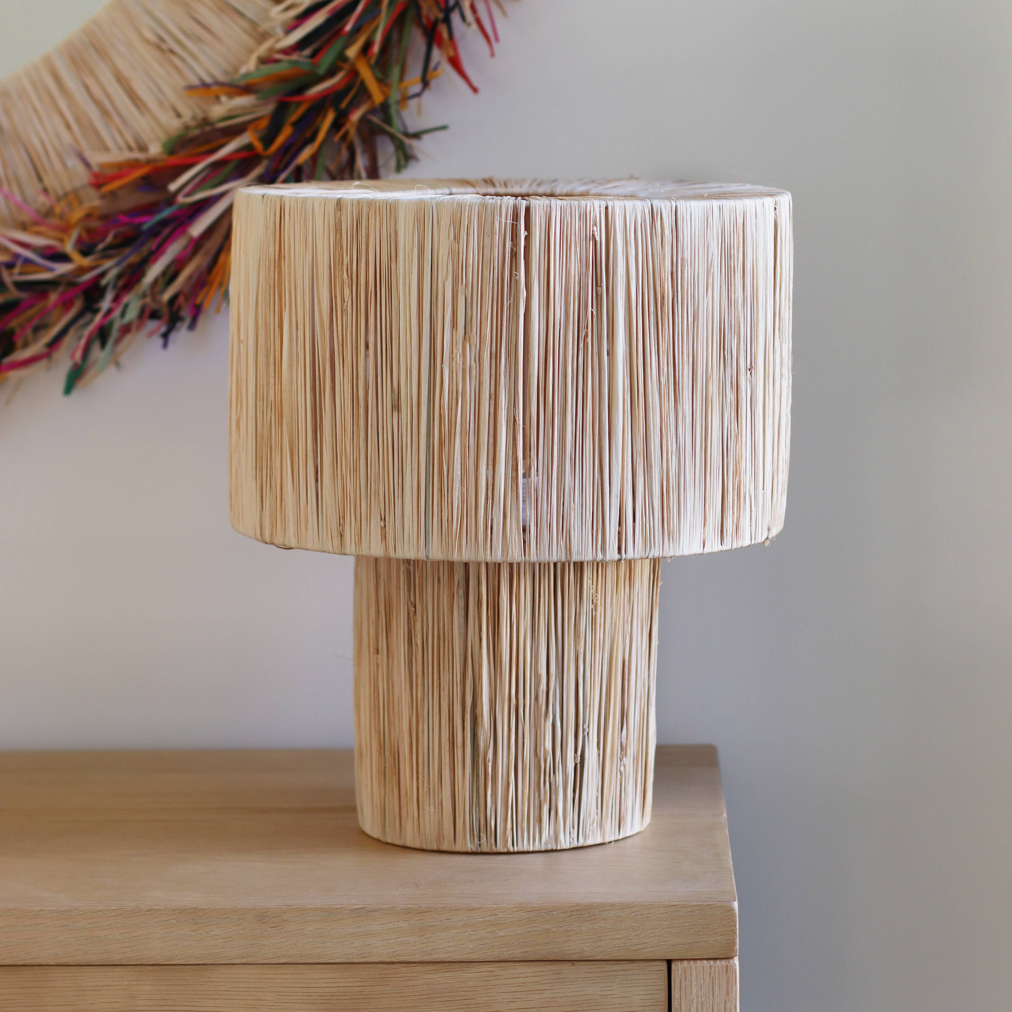 Now's Home - Wholesale Accent/Desk Lamp - HANDMADE NATURAL RAFFIA TABLE LAMP D30XHT35 EL NIDO2