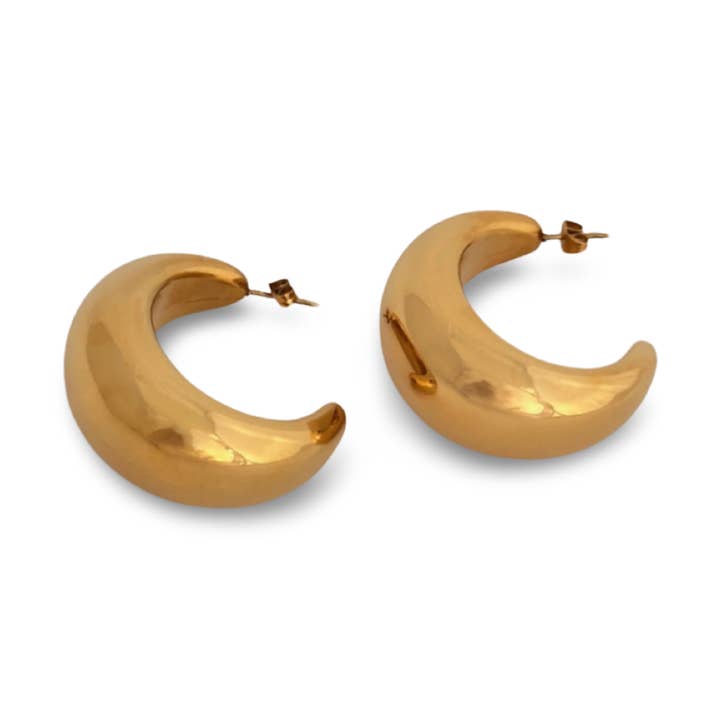 The Ever so Romantic but Sexy Arc Moon Polished 40MM Earrings for wholesale by Bloo and Ro