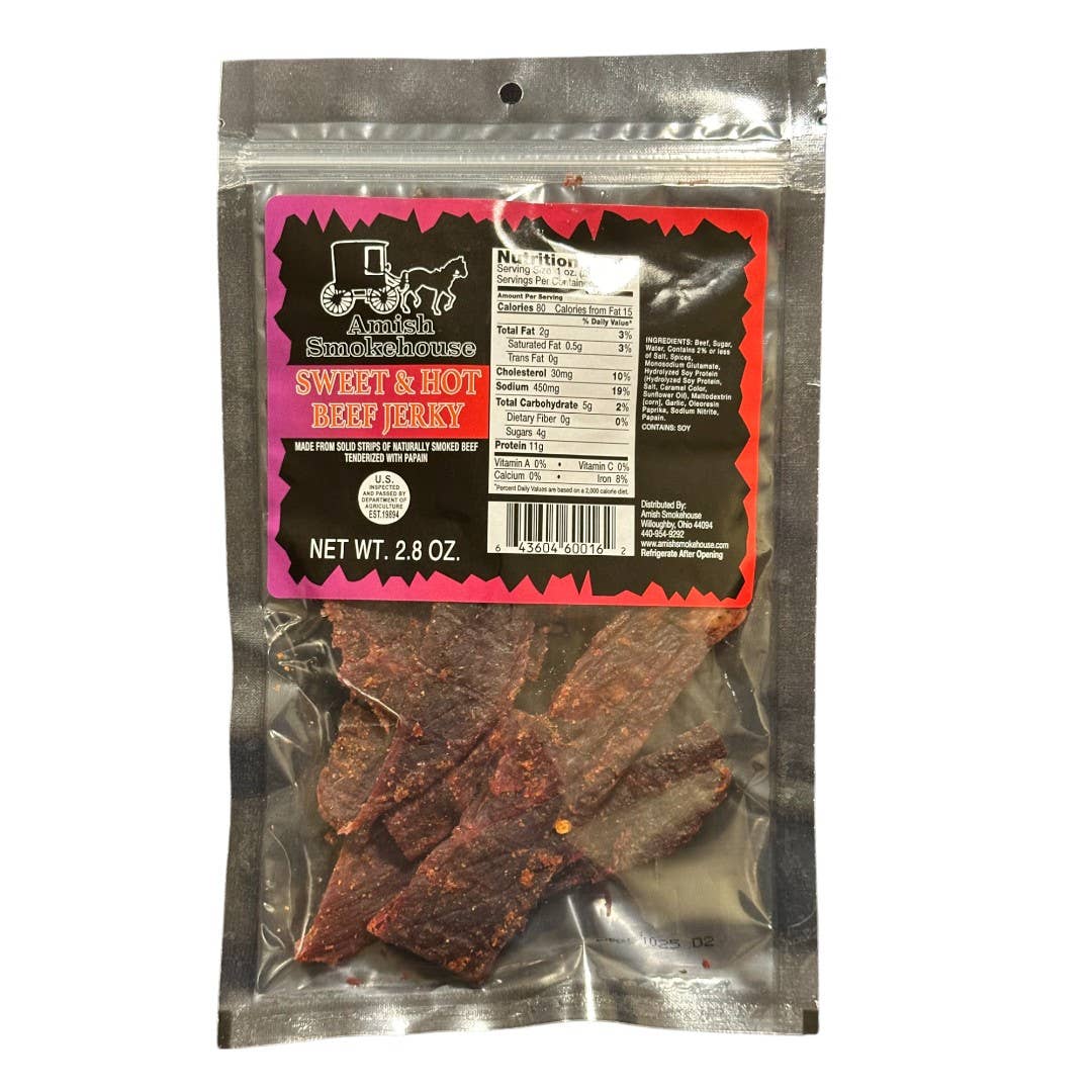 Amish Smokehouse - Wholesale Jerky - Sweet & Hot Beef Jerky 2.8oz Bag0