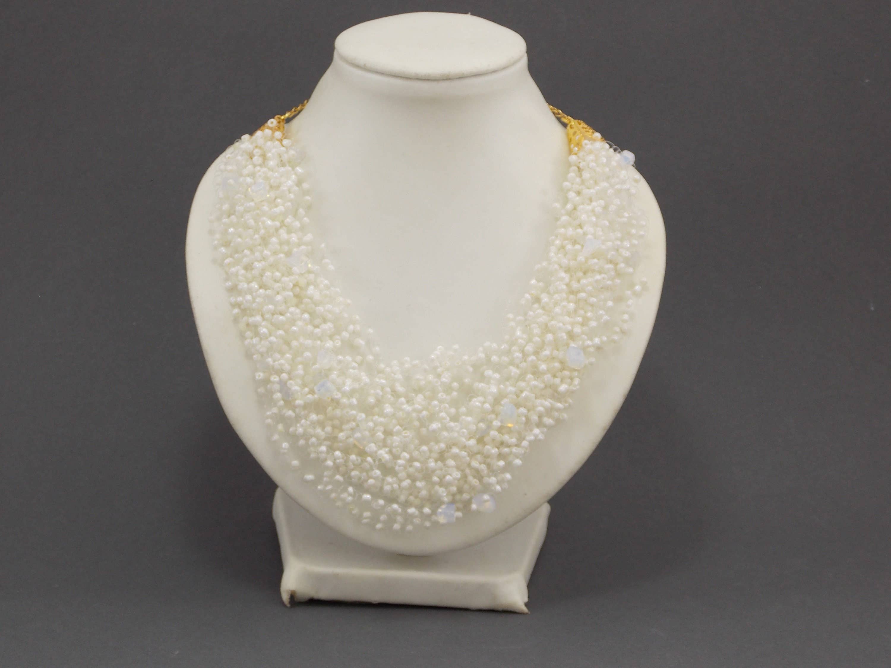 Ninolia - Vendita all'ingrosso Collane di perline/perle - Collana di pietra di luna con perline di pietre preziose di luna e perla beige regalo di San Valentino per fidanzata elegante stratificazione delicata lunghezza personalizzata8