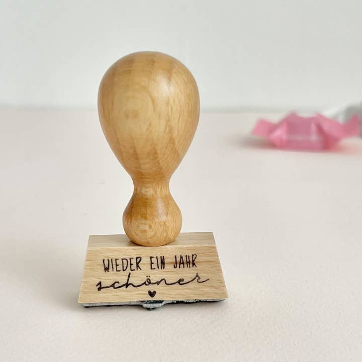 Der kleine Sperling - Wholesale Rubber/Decorative Stamp - Stamp "another year more beautiful" with heart, stamp gift, birthday gift