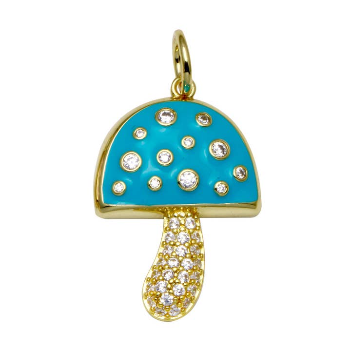Breloque en forme de champignon en émail et pavé pour la vente par JTG Jewelry