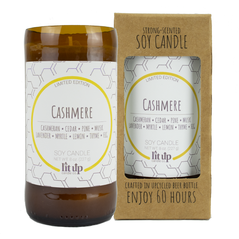 Lit Up Candle Co. – wholesale Jar/filled candle – 8-PACK 8 oz. scented soy candles in upcycled beer bottles6