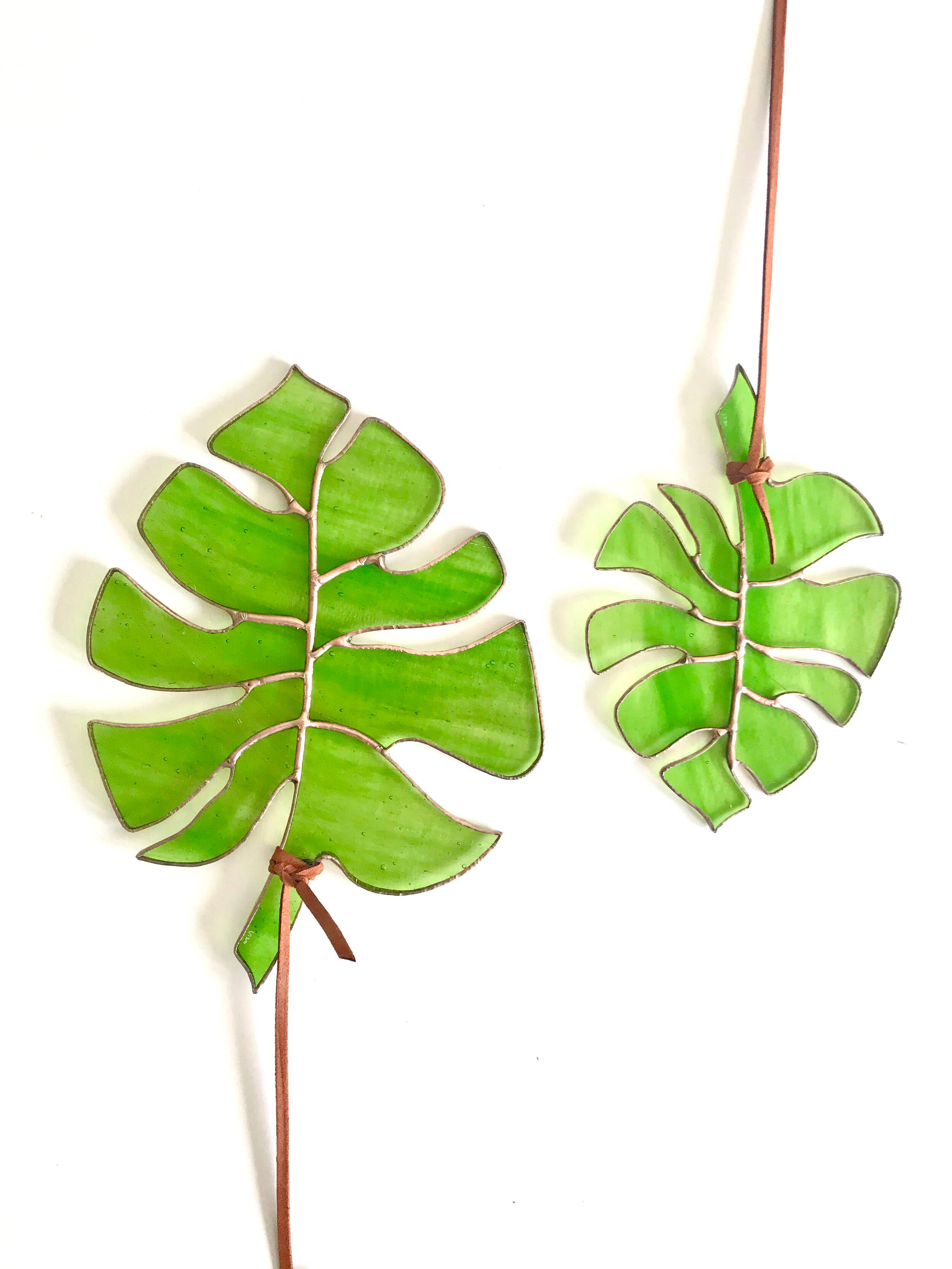 Colin Adrian Glass - Wholesale Wall Accent - Stained Glass Monstera Tropical Leaf0