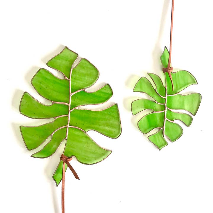 Colin Adrian Glass - Wholesale Wall Accent - Stained Glass Monstera Tropical Leaf