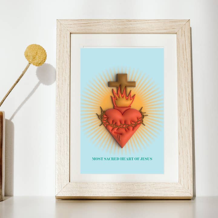 Le Très Sacré-Cœur de Jésus 3D, Impression non encadrée pour la vente par Notice the Flowers