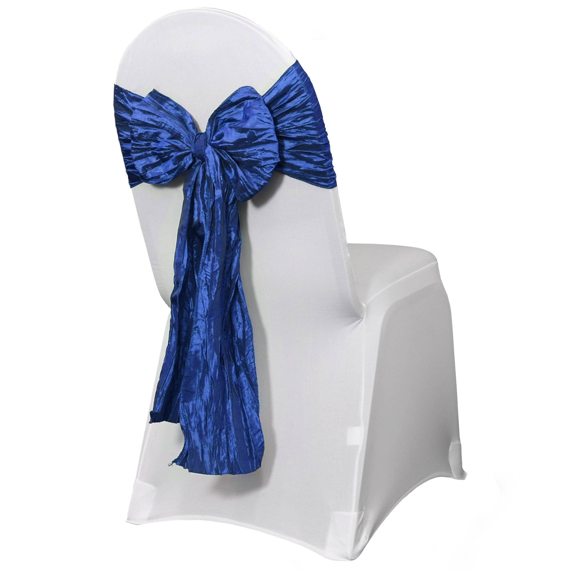 YOUR CHAIR COVERS - Wholesale Chair/Sofa Slipcover - Crinkle Taffeta Chair Sashes Royal Blue (Pack of 10)1