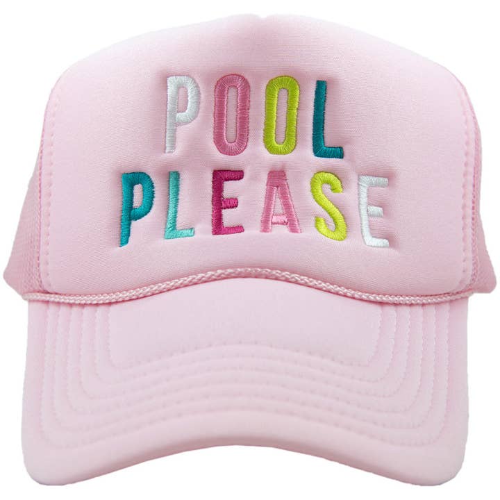 Light Pink Pool Please Wholesale Foam Trucker Hat for wholesale on Faire