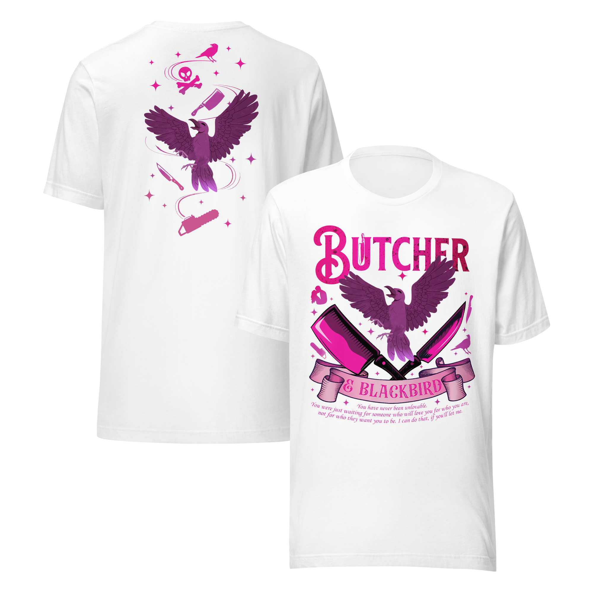 MagicMerchEmporium - Vente T-shirt sérigraphié – femme - T-shirt Butcher & Blackbird inspiré du roman dark romance11