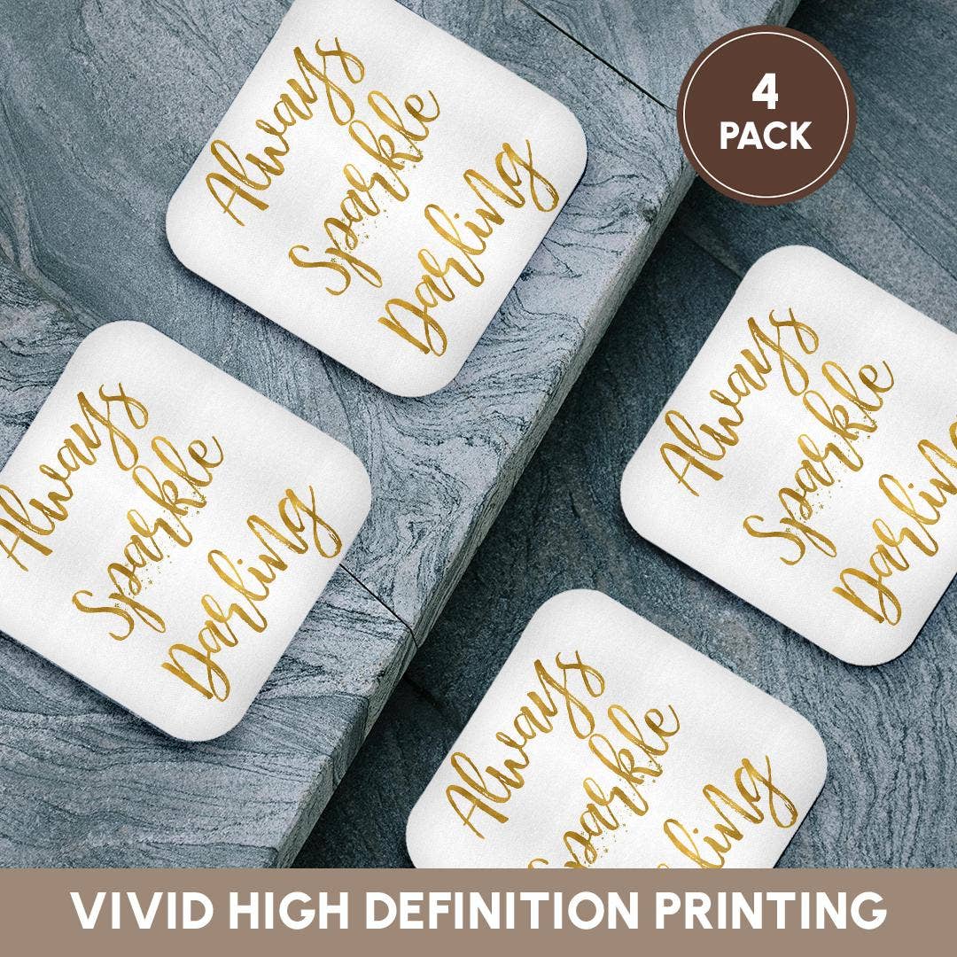 3dRose - Wholesale Coasters - 3dRose, Image of Gold Always Sparkle Darling Quote, Coaster12