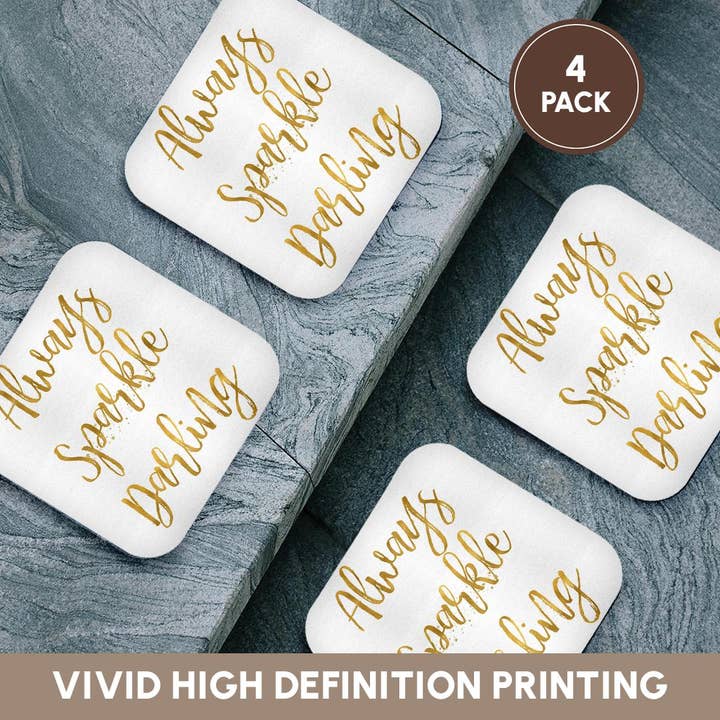 3dRose - Wholesale Coasters - 3dRose, Image of Gold Always Sparkle Darling Quote, Coaster12