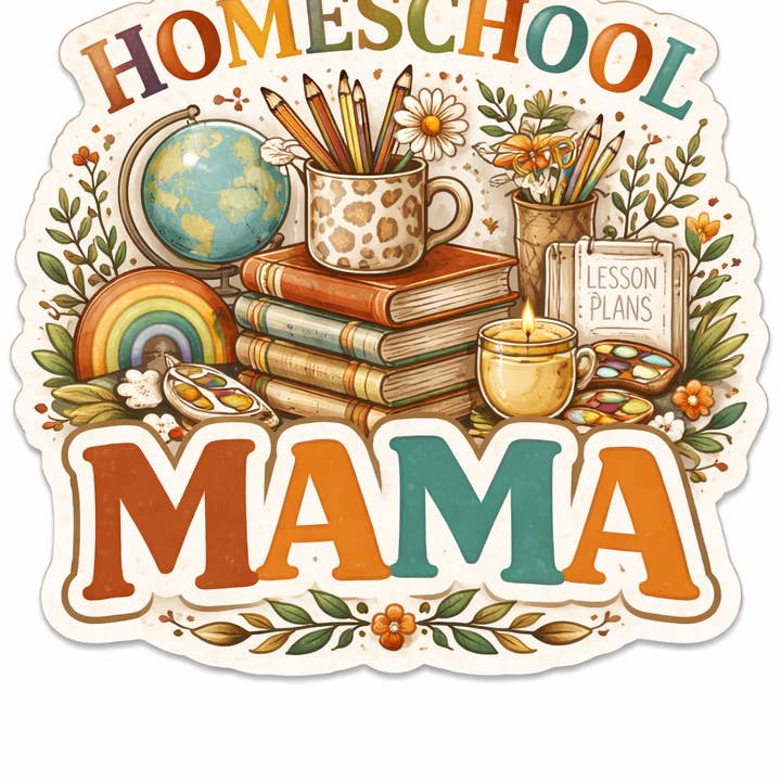 Hjemmeskole Mama Vandtæt Klistermærke for engroshandel hos Lyrical River Designs