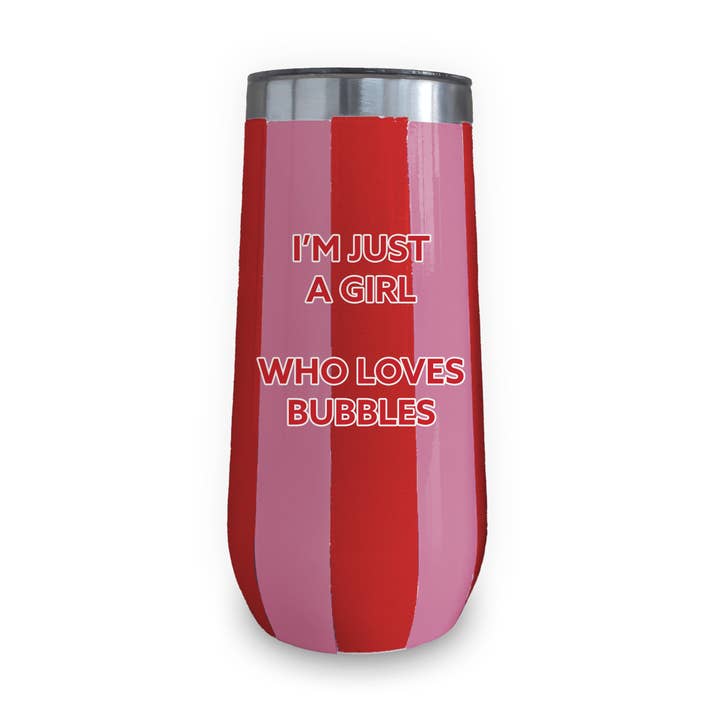 Insulated Champagne Tumbler (Pink/Red) - Just a Girl for wholesale by Toss Designs
