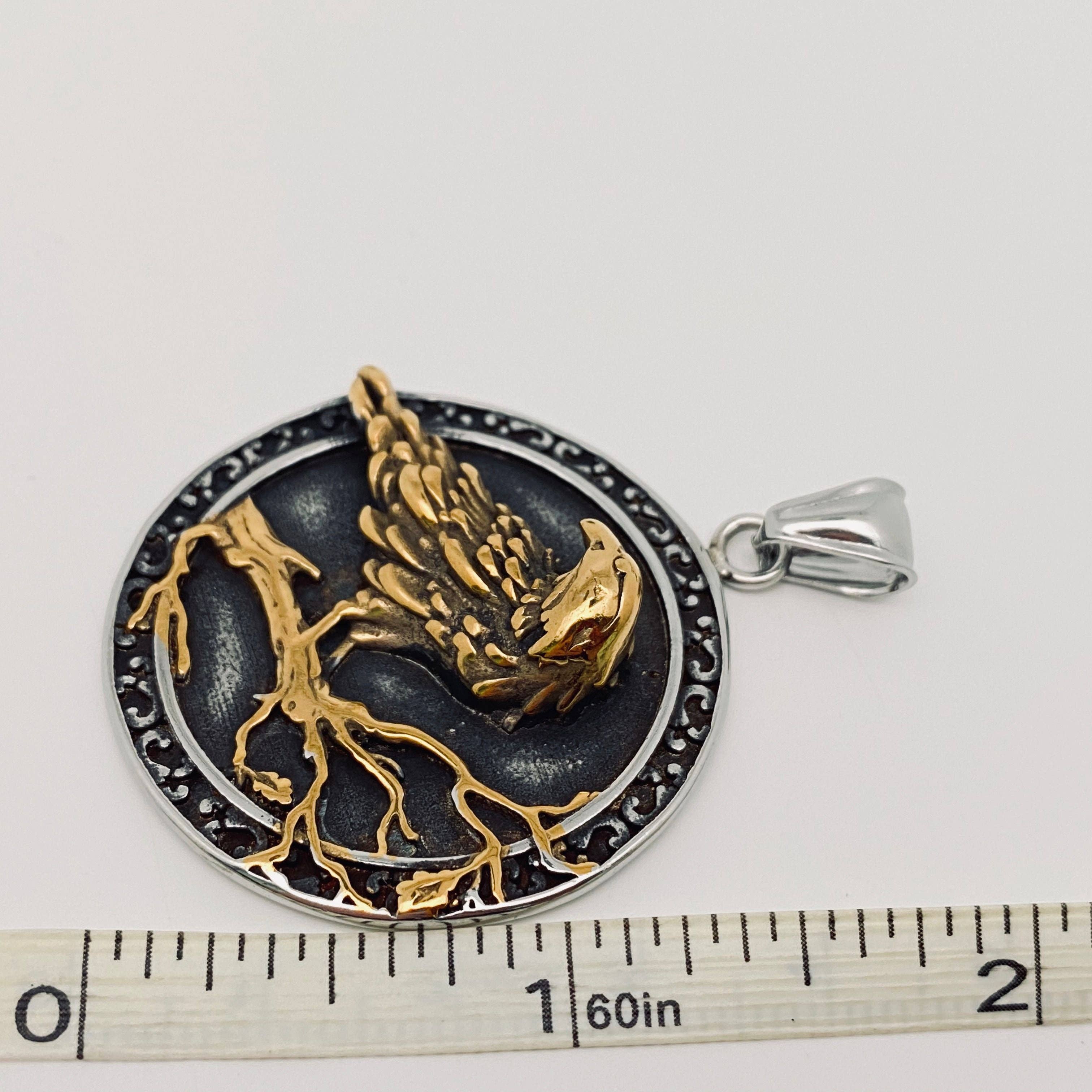 Inter gold MNP/MJ - Golden Crow Charm Stainless Steel Pendant for wholesale on Faire1