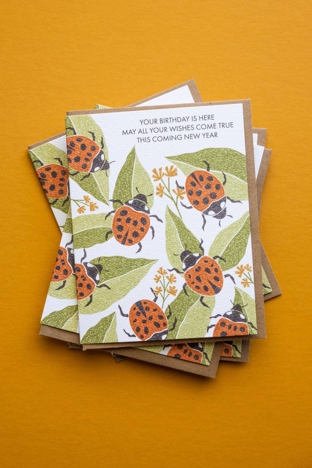 Quiet Lines Design - Wholesale Birthday Card - Ladybug Wishes-Birthday Greeting Card1