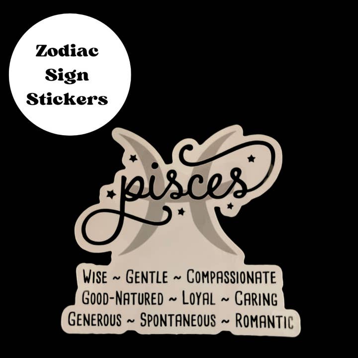 Pisces Zodiac Waterproof Sticker for wholesale by She Knows the Deal