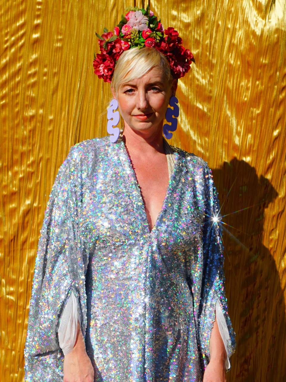 Fumbalinas – wholesale Kaftan – Women's – Silver Metallic Holographic/  Sequin Kaftan Gown / Dress18