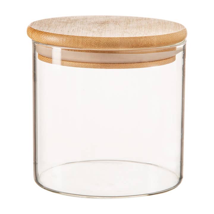 Rinkit Ltd - Wholesale Jar - Scandi Glass Storage Jar with Wooden Lid - 550ml