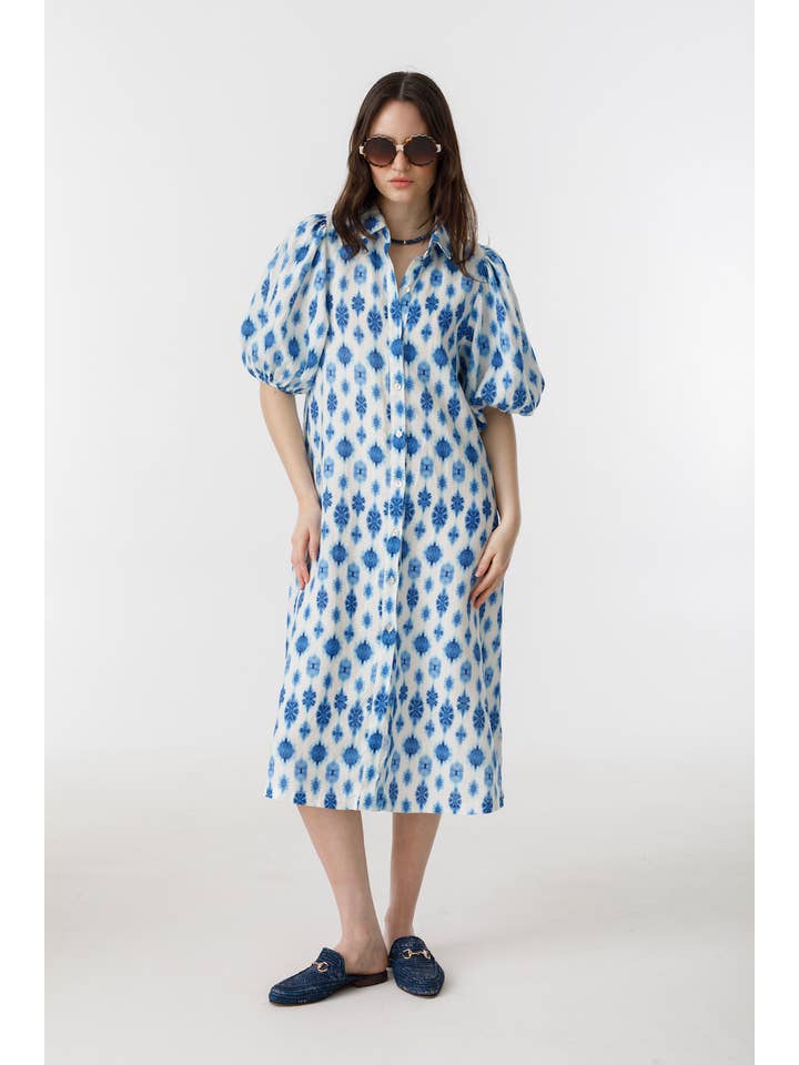 Angel Linen Dress - Hamptons Print for wholesale on Faire8