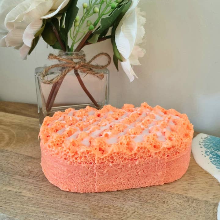 Cottage Fresh Scents - Wholesale Bath Pouf/Sponge - Sweet Orange Soap Infused Exfoliating Massage Sponge