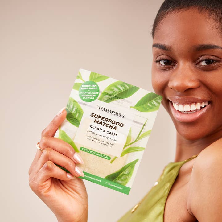 Vitamasques – wholesale Skincare face mask – SUPERFOOD MATCHA CLEAR & CALM ANTIOXIDANT FACE SHEET MASK