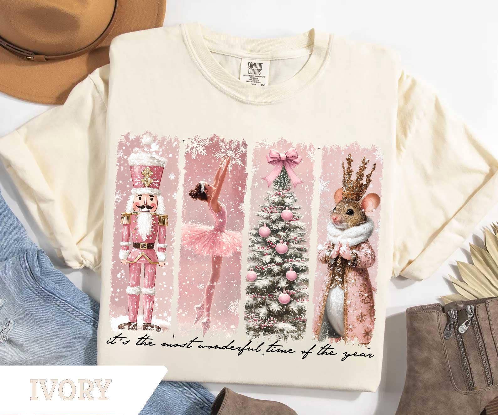 Glaime - Wholesale T-Shirt (Graphic) - Women's - Comfort Colors Christmas Time Sweatshirt, Xmas Shirt2