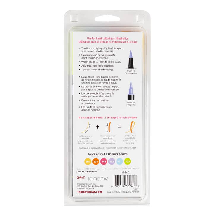 Tombow - Wholesale Marker - Dual Brush Pen Art Markers, Yay Sorbet, 6-Pack8