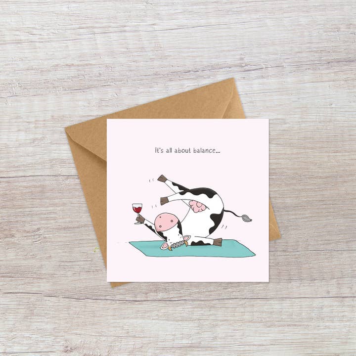 All about balance - Fun Cows for wholesale by Lucy Driver Illustration