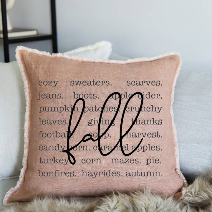 FALL WORDS, ARCILLA, ALMOHADA DE LINO DE 24 PULGADAS para venta al por mayor de Wildwood Landing