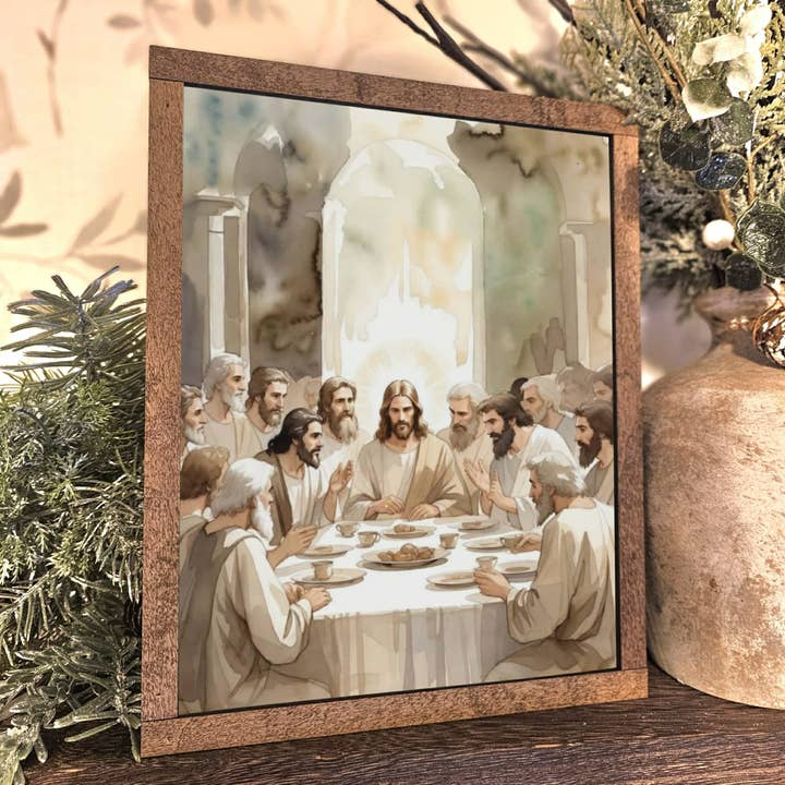 Square Last Supper Jesus Christian Faith Framed Art Decor for wholesale by BD Lasers INC.
