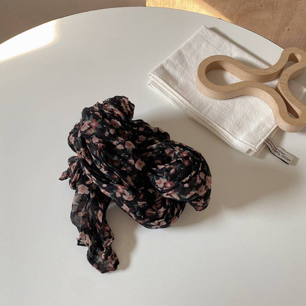 Funkyrel® Atzbranding Limited - Venta al por mayor Bufanda - Mujer - Bufanda ligera con patrón floral vintage y detalles fruncidos6